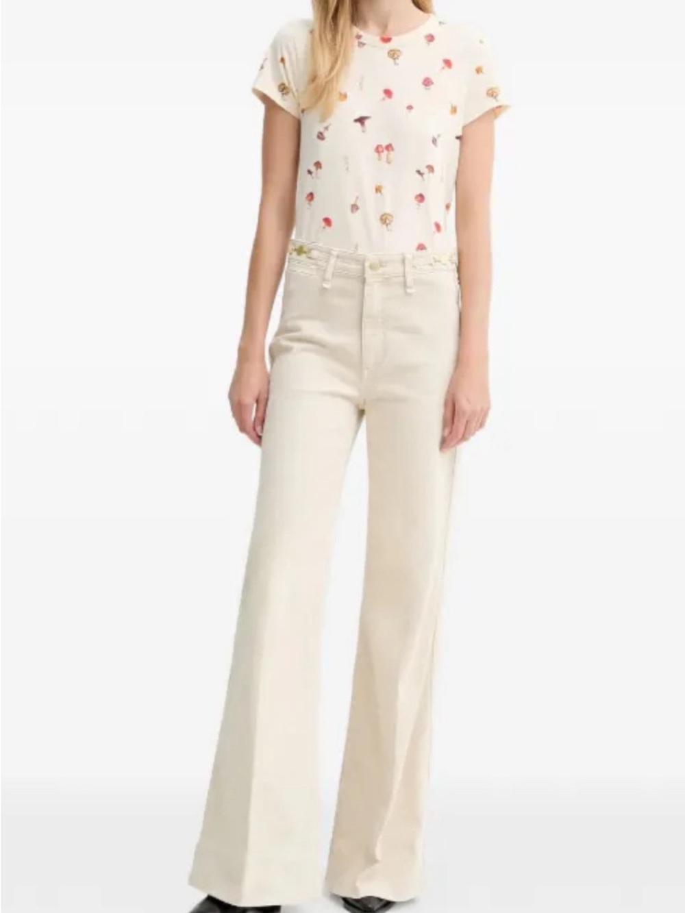 rag & bone Cream Tee with Red and Brown Mushroom Print - Picture 2 of 6